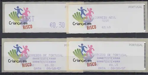 Portugal 2007 ATM Kinder in Gefahr Monétel Mi-Nr 59 Set 2 Test-ATM  / 2 Test-AQ 