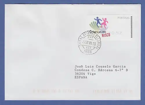 Portugal 2007 ATM Kinder in Gefahr SMD Mi-Nr 58.1 Wert 52 auf FDC nach Spanien