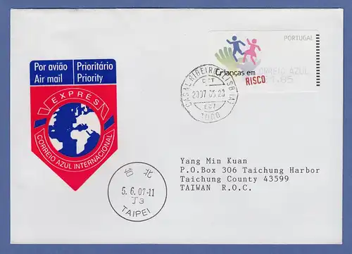 Portugal 2007 ATM Kinder in Gefahr SMD Mi-Nr 58.1 Wert AZUL 185 a. FDC -> Taiwan