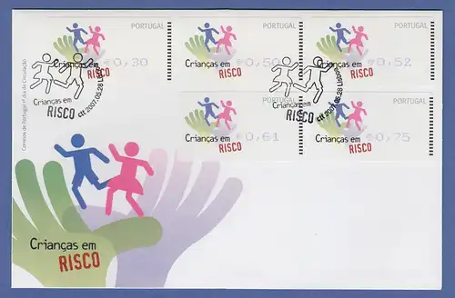 Portugal 2007 ATM Kinder in Gefahr Amiel Mi-Nr 58.2 Satz 30-50-52-61-75 auf FDC