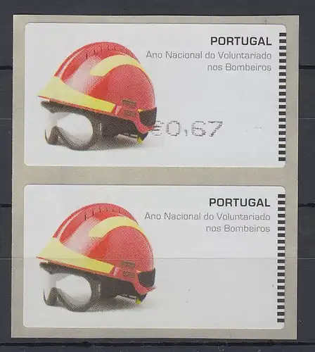 Portugal 2008 ATM Feuerwehr SMD Paar Wert 0,67 / Leerfeld **   SELTEN !  