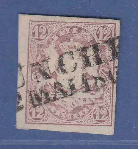 Bayern Wappen 12 Kreuzer violett Mi.-Nr. 18 mit Zweizeiler MÜNCHEN gpr. BPP
