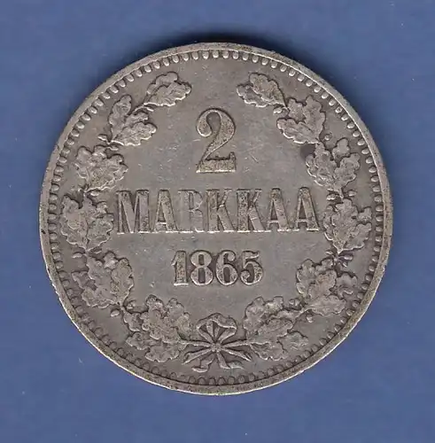 Finnland Silber-Kursmünze 2 MARKKAA Jahrgang 1865
