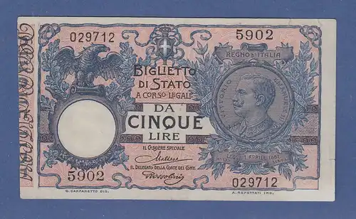 Banknote Italien Vitorio Emanuele III. 5 Lire 1904