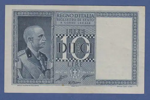 Banknote Italien 10 Lire 1938.  Selten !