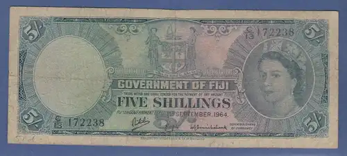 Banknote Fiji Fidschi-Inseln 5 Shillings 1964