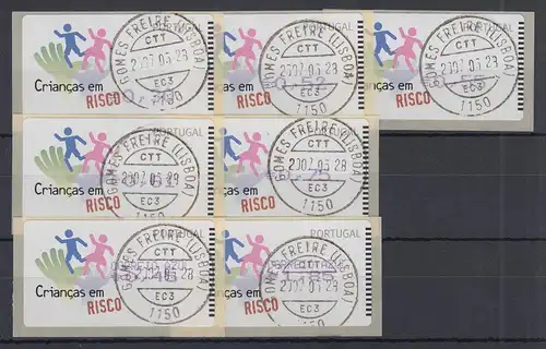 Portugal 2007 ATM Kinder in Gefahr Amiel Mi-Nr 58.2 Satz 7 Werte mit ET-O