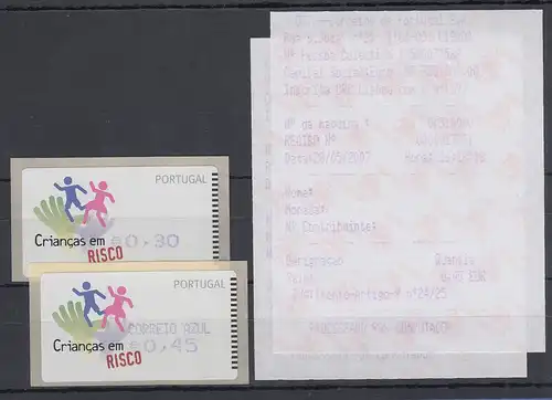Portugal 2007 ATM Kinder in Gefahr Amiel Mi-Nr 58.2 Werte 0,30 / 0,45 **  ET-AQ