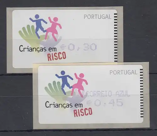 Portugal 2007 ATM Kinder in Gefahr Amiel Mi-Nr 58.2 Werte 0,30 / AZUL 0,45 ** 