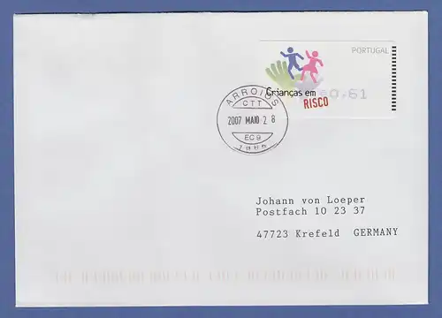 Portugal 2007 ATM Kinder in Gefahr Amiel Mi-Nr 58.2 Wert 0,61 auf FDC nach D