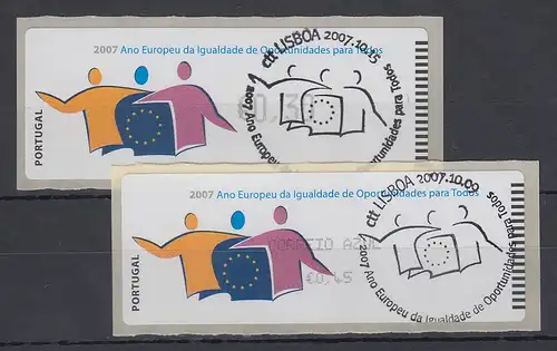 Portugal 2007 ATM Chancengleichheit Monétel Mi.-Nr. 61 Werte 30 und AZUL 45 ET-O