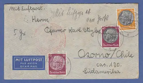 Deutsches Reich Bedarfs-Flugpost-Brief 1939 gel. von Laupheim nach Chile, AK-O 