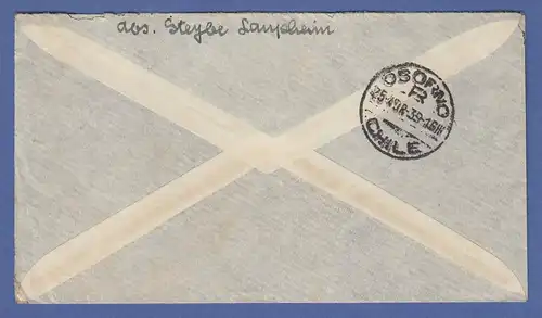 Deutsches Reich Bedarfs-Flugpost-Brief 1939 gel. von Laupheim nach Chile, AK-O 