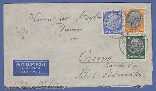 Deutsches Reich Bedarfs-Flugpost-Brief 1941 gel. von Laupheim n. Chile, Zensur