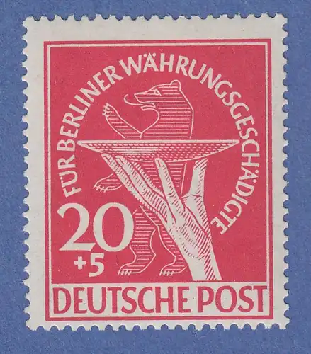 Berlin 1949, Währungsgeschädigte 20+5 Pfg Mi.-Nr. 69 ** min. Gummifehler