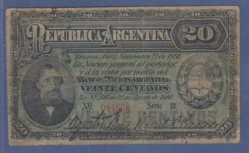 Banknote Argentinien 20 Pesos 1891
