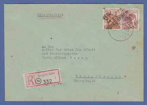 SBZ Bezirkshandstempel Bezirk 20 Sangerhausen Mi.-Nr 174 und A179 IV auf R-Brief