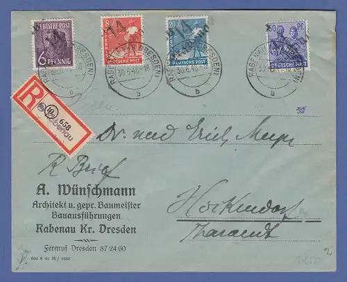 SBZ Bezirkshandstempel Bezirk 14 Tharandt Mi-Nr. 167,169,173, 178 II auf R-Brief
