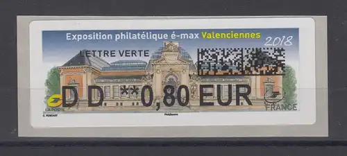 Frankreich 2018 ATM Exposition Valenciennes Wert DD 0,80 EUR ** 
