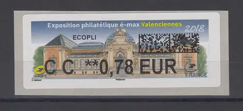 Frankreich 2018 ATM Exposition Valenciennes Wert CC 0,78 EUR ** 