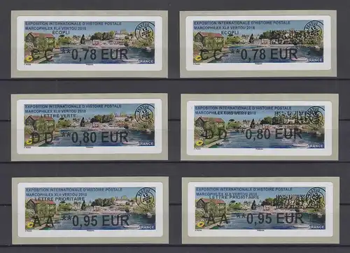Frankreich 2019 ATM Postgeschichte-Ausstellung Vertou Serie 6 Werte ** 