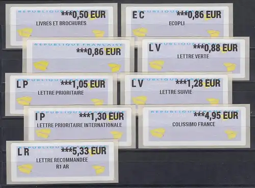 Frankreich 2019 ATM Papierflieger Programmsatz 9 Werte 0,50 - 5,33 EUR ** 