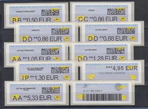 Frankreich 2019 ATM Papierflieger Programmsatz 9 Werte 0,50 EUR - 5,33 EUR ** 