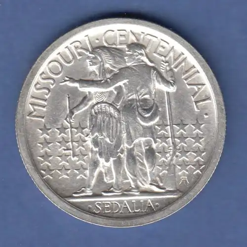 USA 1921 Silber-Gedenkmünze 100 Jahre Staat Missouri, Sedalia