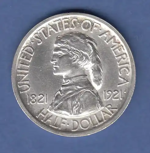 USA 1921 Silber-Gedenkmünze 100 Jahre Staat Missouri, Sedalia