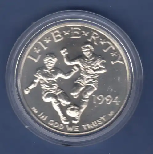 USA 1994 1$ Silber-Gedenkmünze FIFA Fussball-Weltmeisterschaft MS / stg