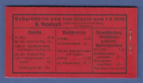 Deutsches Reich 1939 Hindenburg Markenheftchen MH 37.4 **