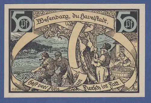 Banknote Notgeld Stadt Wesenburg 50 Pfennig 1921