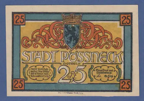 Banknote Notgeld Stadt Pösneck 25 Pfennig 1921