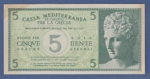 Banknote Italien 1941 cassa mediterranea di credito per la grecia 5 dracme