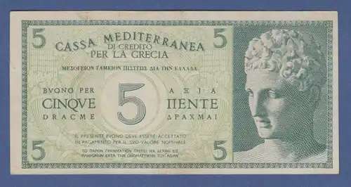 Banknote Italien 1941 cassa mediterranea di credito per la grecia zu 5 dracme