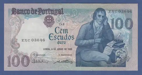 Banknote Portugal 100 Escudos Manuel Maria Barbosa du Bocace, 1985