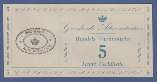 Banknote Grönland Administration Handels Vaerdimaerke 5 Skilling  kassenfrisch !