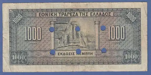 Banknote Griechenland 1000 Drachmen 1926, 6-fach gelocht 