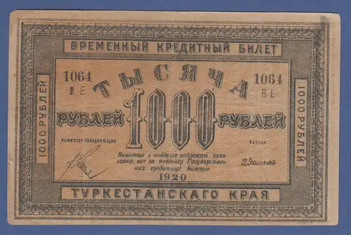 Banknote Turkestan 1000 Rubel 1920