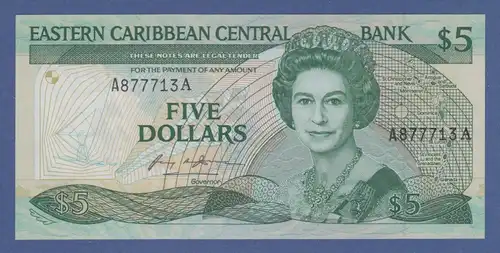 Banknote East Carribean Central Bank 5 Dollar # A877713A kfr. 