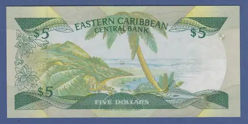 Banknote East Carribean Central Bank 5 Dollar # A877713A kfr. 
