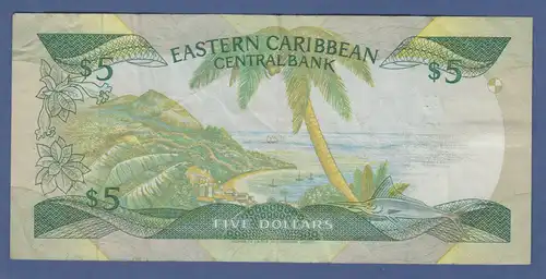 Banknote East Carribean Central Bank 5 Dollar # C137738G gebr.