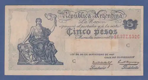 Banknote Argentinien 5 Pesos 1897