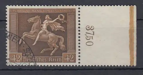 Deutsches Reich Braunes Band 1938 Mi.-Nr. 671y rechter Seitenrand mit br. Leiste
