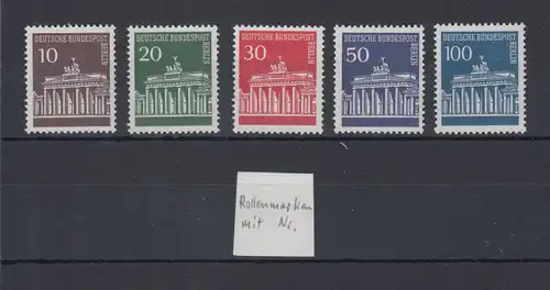 Berlin 1966 Dauerserie Brandenburger Tor Mi.-Nr. 286-290 alle mit Zählnummer **
