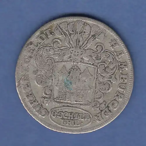 Hamburg 1726 Münze 8 Schilling bzw. 1/2 Mark Currentgeldt 