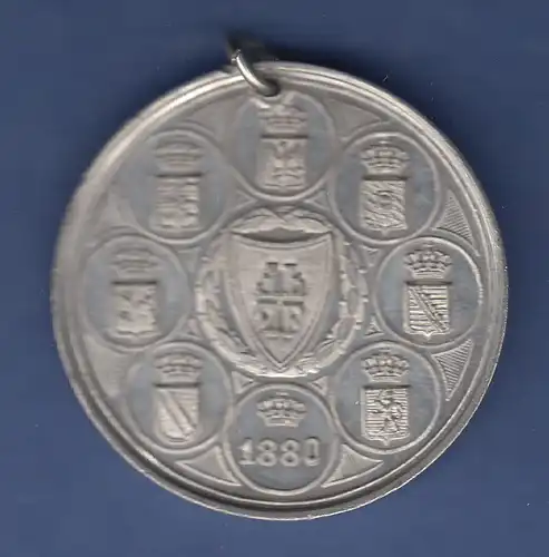 Medaille zum 5. Deutschen Turnfest in Frankfurt / Main 1880 gelocht mit Öse