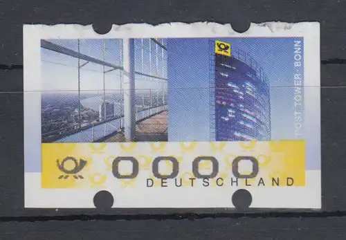 ATM Posttower Bonn Mi.-Nr. 7:  0000-Druck vom Rollenanfang mit Zählnummer 2000
