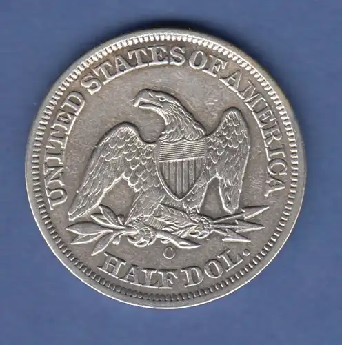 USA 1855 O Seated Liberty Silber-Münze Half Dollar 