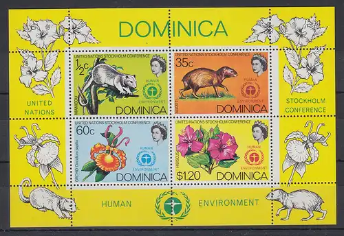 Dominica Mi.-Nr. Block 13 postfrisch ** / MNH Stockholm Konferenz
